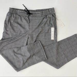 NWT -A New Day Womens Plaid High Rise Knit Drawstring Ankle Pull On Pant Size XL